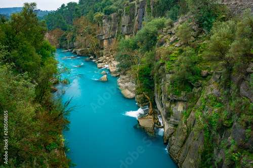 River between canyon and forest. Manavgat  Antalya  Turkey. Rafting tourism.