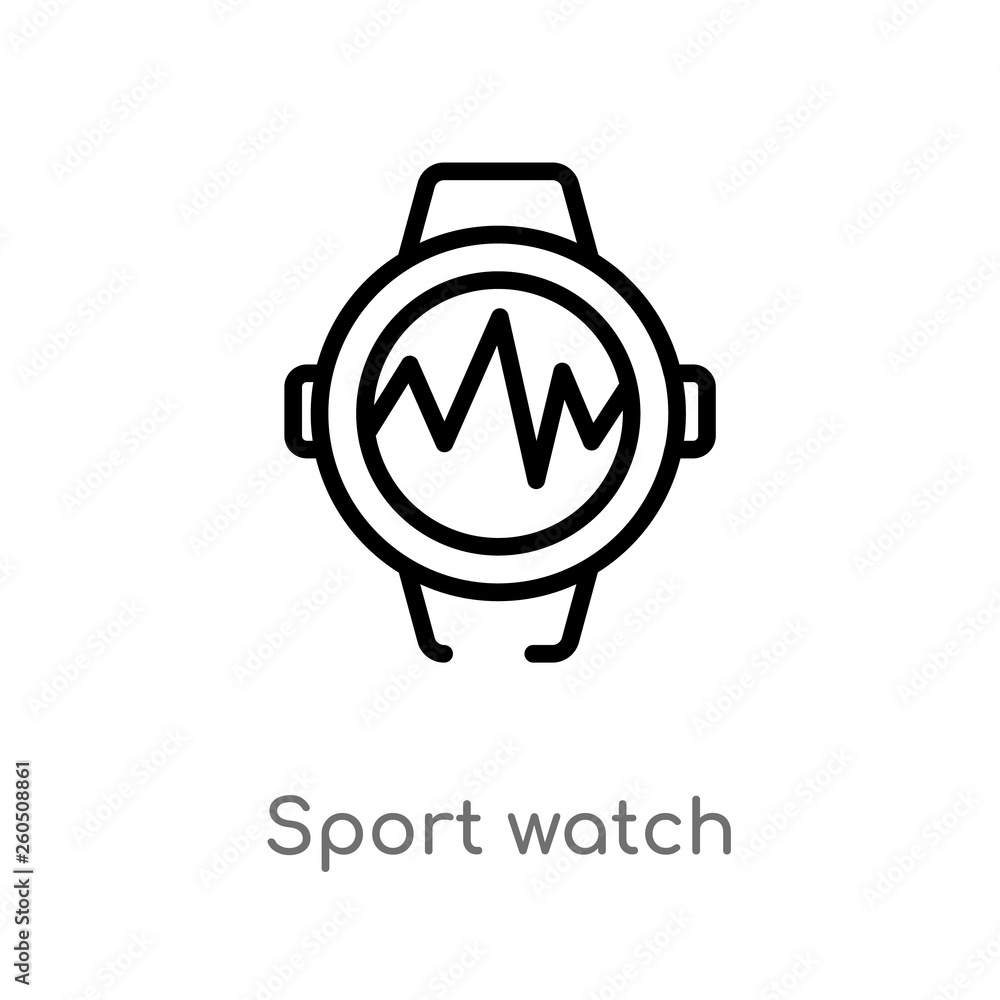 Fototapeta premium outline sport watch vector icon. isolated black simple line element illustration from gym and fitness concept. editable vector stroke sport watch icon on white background