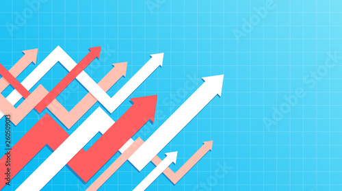 Abstract financial chart with interweaving arrows going up