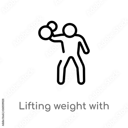 outline lifting weight with right arm vector icon. isolated black simple line element illustration from gym and fitness concept. editable vector stroke lifting weight with right arm icon on white