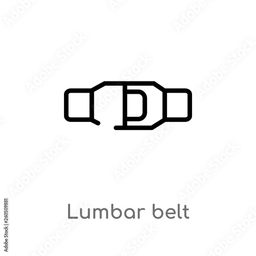 outline lumbar belt vector icon. isolated black simple line element illustration from gym and fitness concept. editable vector stroke lumbar belt icon on white background