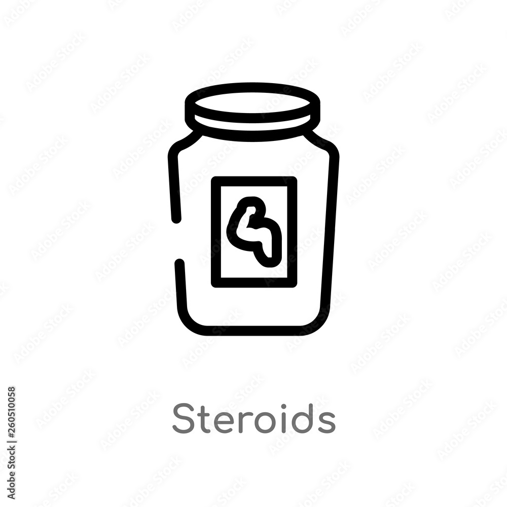outline steroids vector icon. isolated black simple line element illustration from gym and fitness concept. editable vector stroke steroids icon on white background outline steroids vector icon. isolated black simple line element illustration from gym and fitness concept. editable vector stroke steroids icon on white background