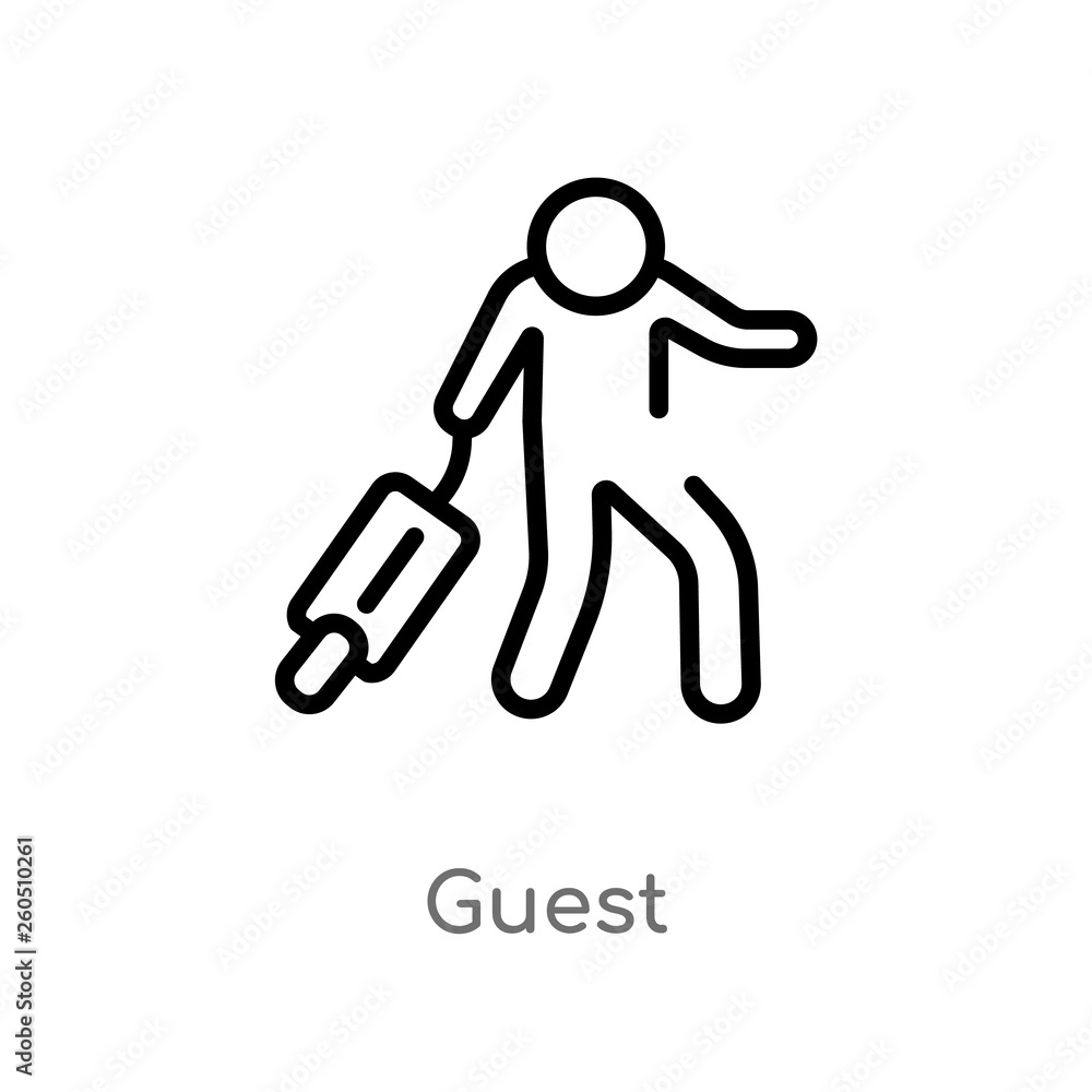 outline guest vector icon. isolated black simple line element illustration from hotel and restaurant concept. editable vector stroke guest icon on white background outline guest vector icon. isolated black simple line element illustration from hotel and restaurant concept. editable vector stroke guest icon on white background