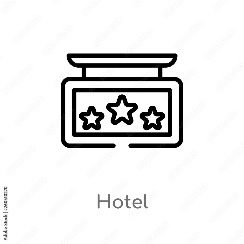 outline hotel vector icon. isolated black simple line element illustration from hotel and restaurant concept. editable vector stroke hotel icon on white background outline hotel vector icon. isolated black simple line element illustration from hotel and restaurant concept. editable vector stroke hotel icon on white background