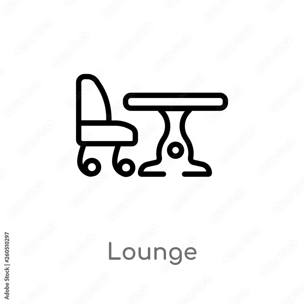 outline lounge vector icon. isolated black simple line element illustration from hotel and restaurant concept. editable vector stroke lounge icon on white background outline lounge vector icon. isolated black simple line element illustration from hotel and restaurant concept. editable vector stroke lounge icon on white background