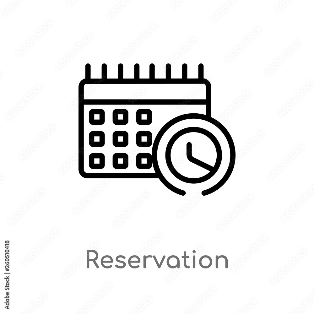 outline reservation vector icon. isolated black simple line element illustration from hotel and restaurant concept. editable vector stroke reservation icon on white background outline reservation vector icon. isolated black simple line element illustration from hotel and restaurant concept. editable vector stroke reservation icon on white background
