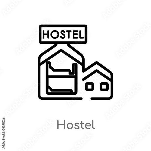outline hostel vector icon. isolated black simple line element illustration from hotel concept. editable vector stroke hostel icon on white background