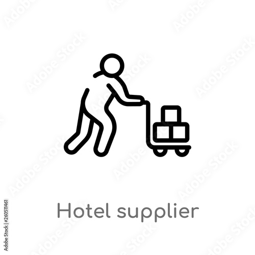 outline hotel supplier vector icon. isolated black simple line element illustration from humans concept. editable vector stroke hotel supplier icon on white background