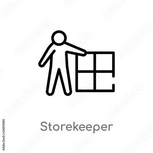 outline storekeeper vector icon. isolated black simple line element illustration from humans concept. editable vector stroke storekeeper icon on white background