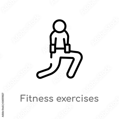 outline fitness exercises vector icon. isolated black simple line element illustration from humans concept. editable vector stroke fitness exercises icon on white background