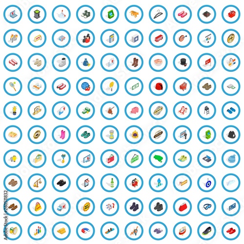 100 shoes icons set in isometric 3d style for any design vector illustration