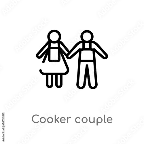 outline cooker couple vector icon. isolated black simple line element illustration from humans concept. editable vector stroke cooker couple icon on white background