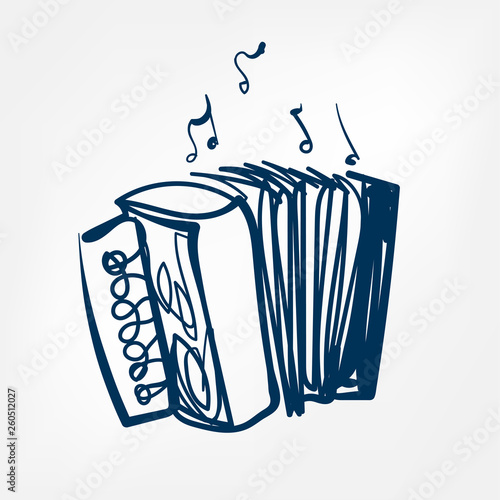 accordion sketch vector illustration isolated design element