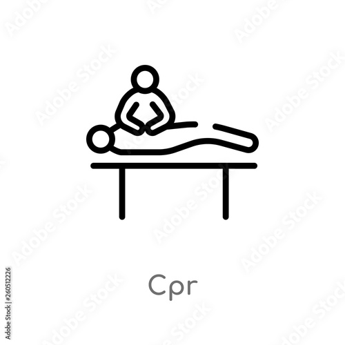 outline cpr vector icon. isolated black simple line element illustration from humans concept. editable vector stroke cpr icon on white background