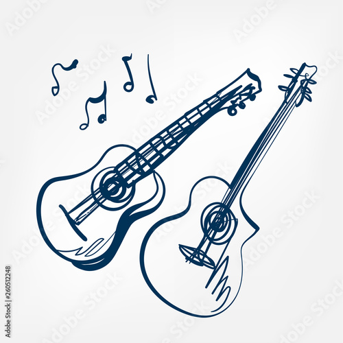 guitar sketch vector illustration isolated design element