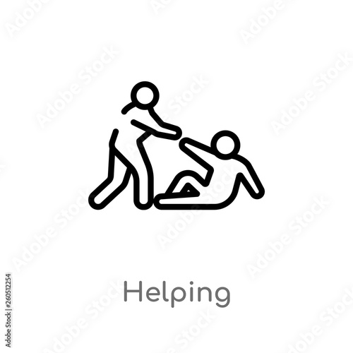 outline helping vector icon. isolated black simple line element illustration from humans concept. editable vector stroke helping icon on white background