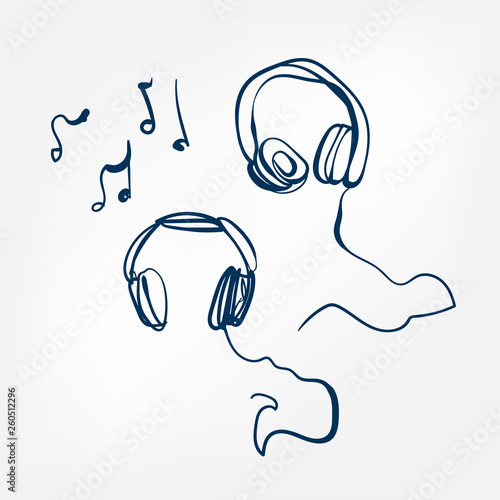 headphones sketch vector illustration isolated design element