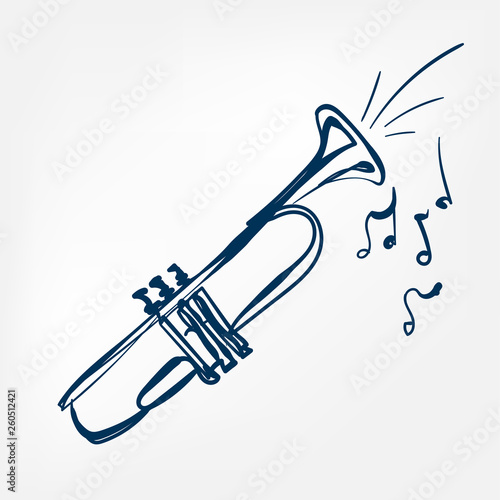 trumpet sketch vector illustration isolated design element
