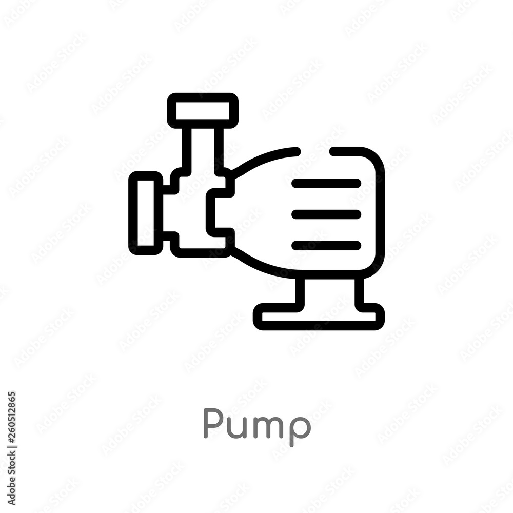 outline pump vector icon. isolated black simple line element illustration from industry concept. editable vector stroke pump icon on white background outline pump vector icon. isolated black simple line element illustration from industry concept. editable vector stroke pump icon on white background