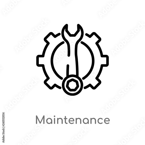 outline maintenance vector icon. isolated black simple line element illustration from industry concept. editable vector stroke maintenance icon on white background