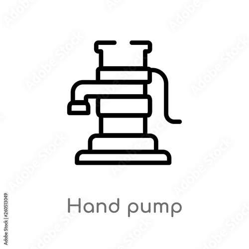 outline hand pump vector icon. isolated black simple line element illustration from industry concept. editable vector stroke hand pump icon on white background