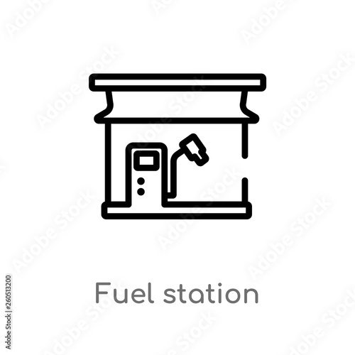 outline fuel station vector icon. isolated black simple line element illustration from industry concept. editable vector stroke fuel station icon on white background