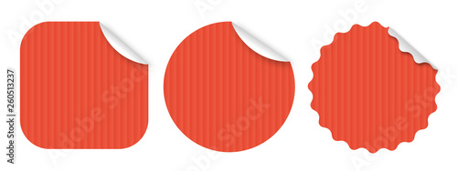 Etiquettes kraft rouges / 3 formes - Vecteur	