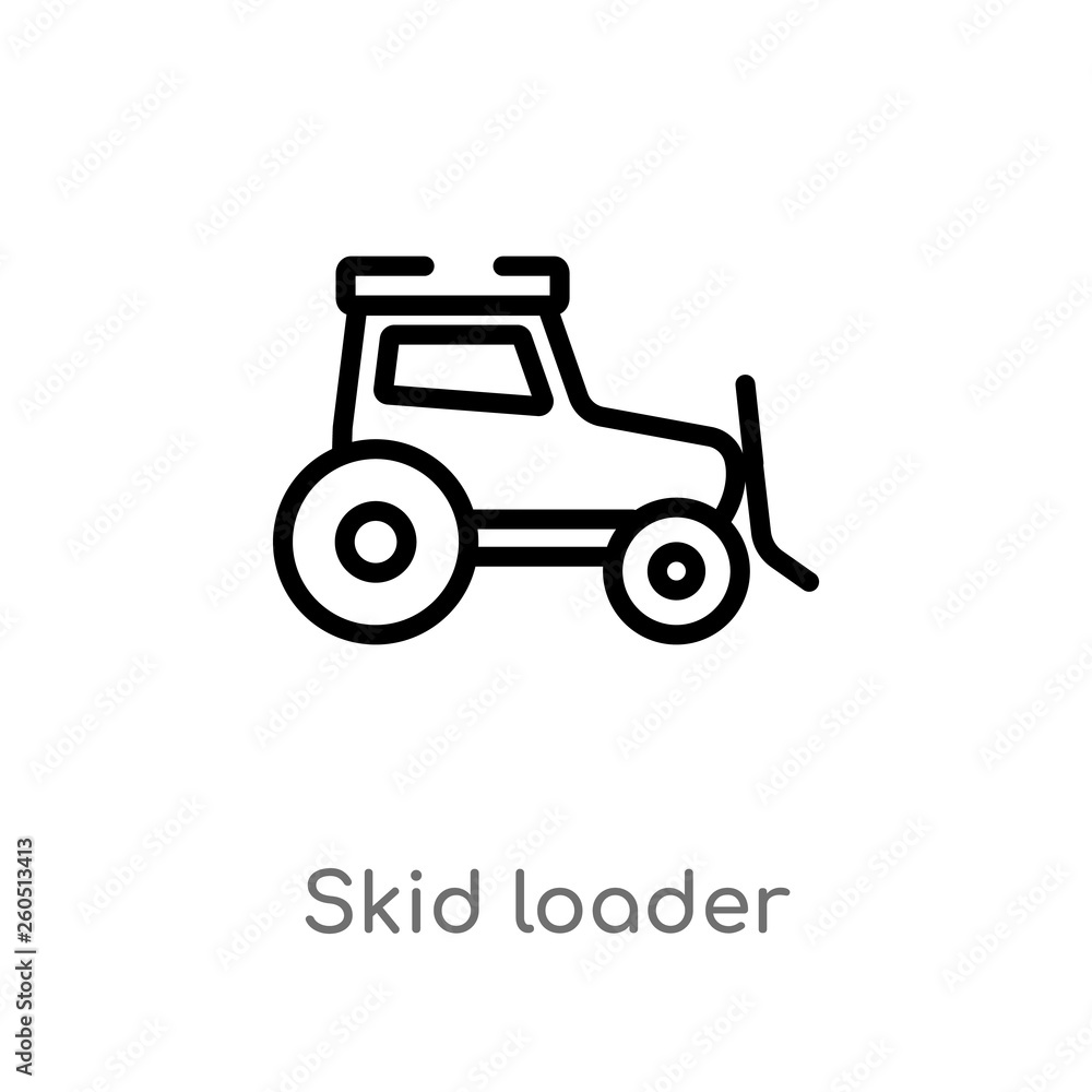 outline skid loader vector icon. isolated black simple line element illustration from industry concept. editable vector stroke skid loader icon on white background
