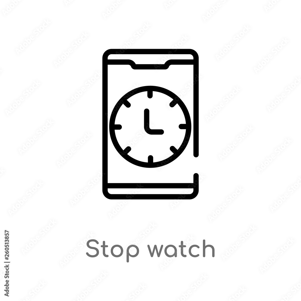 outline stop watch vector icon. isolated black simple line element illustration from mobile app concept. editable vector stroke stop watch icon on white background outline stop watch vector icon. isolated black simple line element illustration from mobile app concept. editable vector stroke stop watch icon on white background
