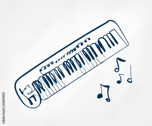 synthesizer sketch line vector design music instrument