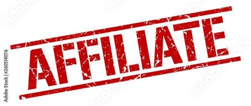 affiliate red grunge square vintage rubber stamp