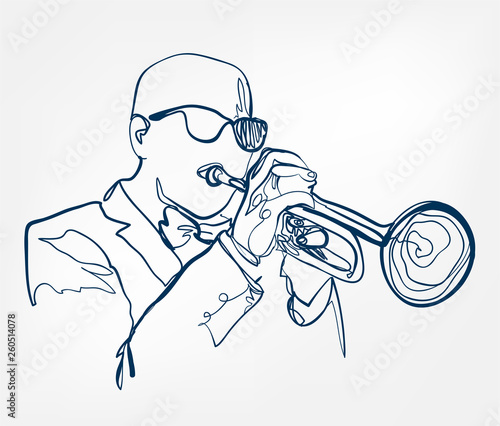 hands trumpet sketch line vector design music instrument