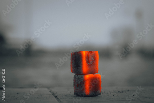 traditional hookah hot coals for smoking close up