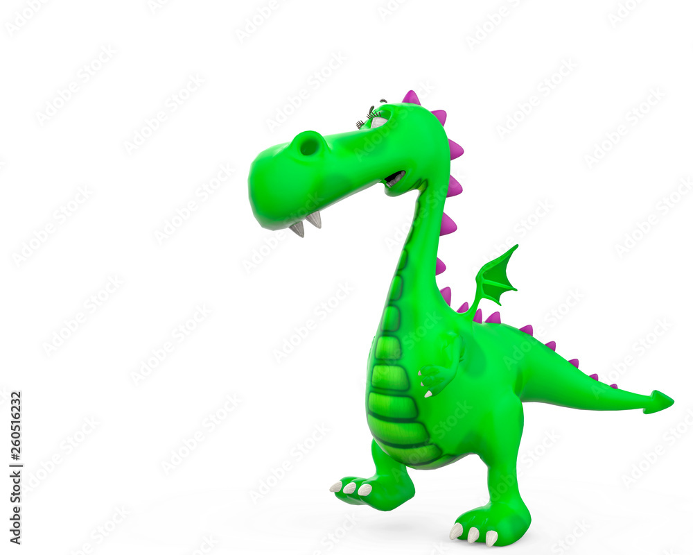 Obraz premium dino baby the green dragon cartoon