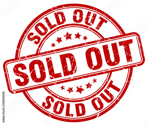 sold out red grunge round vintage rubber stamp