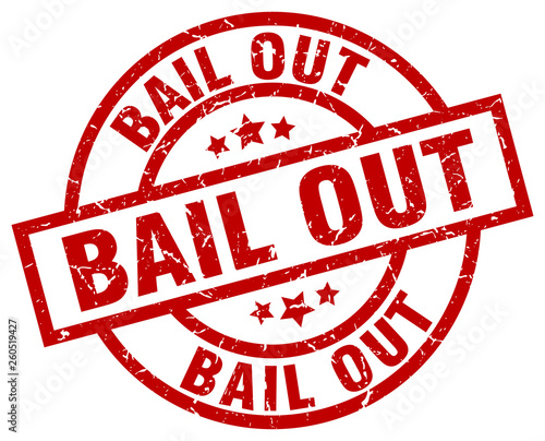 bail out round red grunge stamp