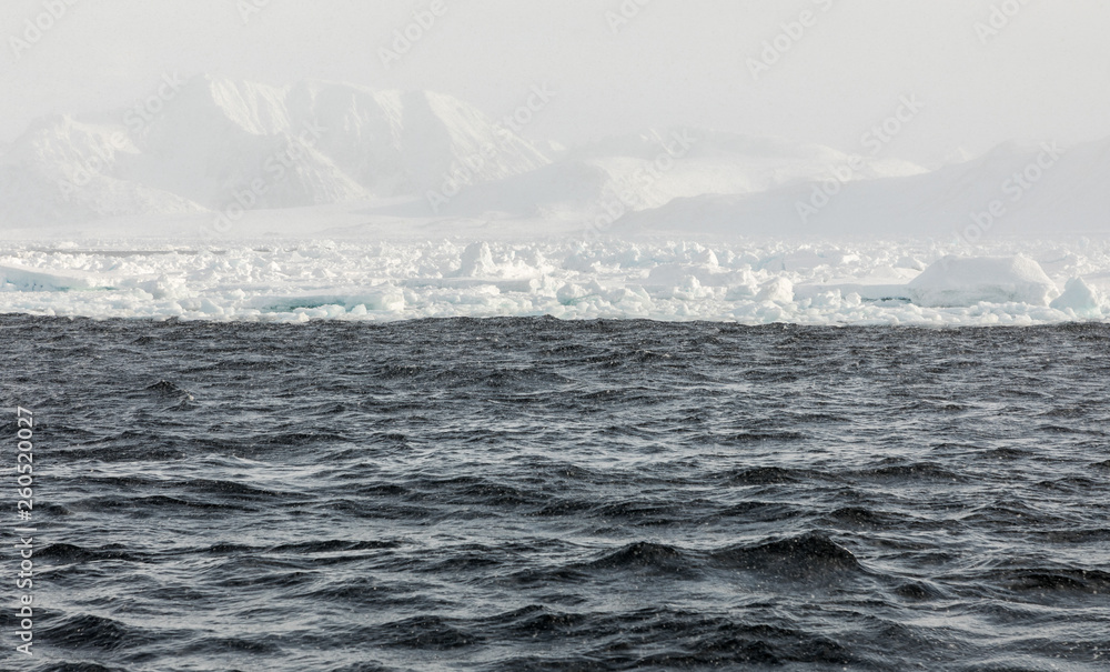 Icy seascapes of Arctic Ocean.