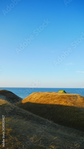 coast of the sea with smal tent