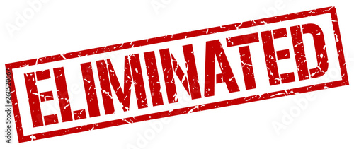 eliminated red grunge square vintage rubber stamp