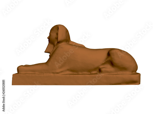 Sphinx Hatshepsut. Polygonal statue of the Sphinx. 3D. Side view.