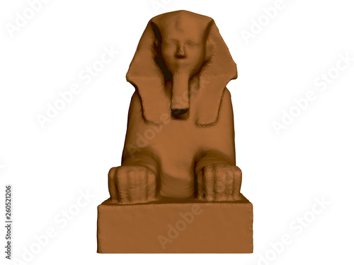 Sphinx Hatshepsut. Polygonal statue of the Sphinx. 3D. Front view.