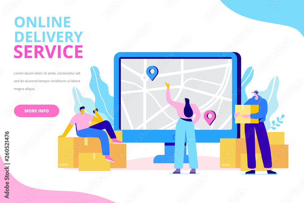 Online delivery service concept. Online order tracking. Flat  illustration concept for digital marketing and business promotion.
