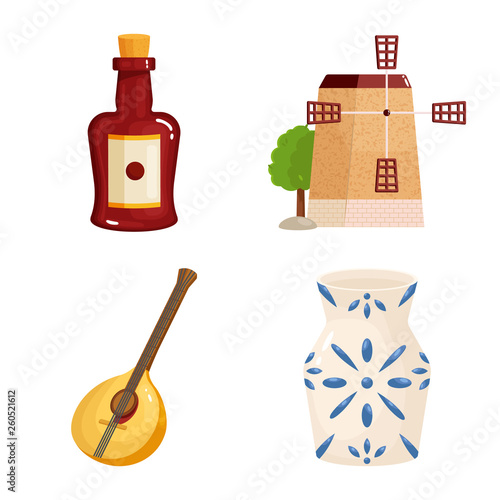Vector illustration of  and  symbol. Set of  and travel stock vector illustration.