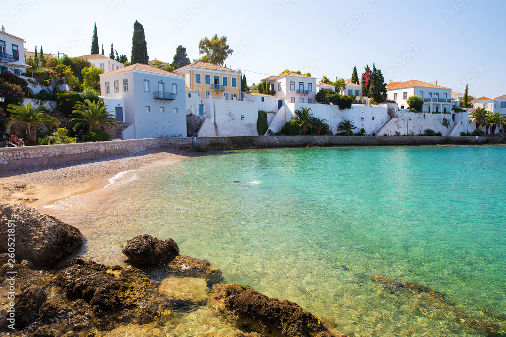 Beautiful beach on Spetses Island  Greece - greek Idyll !