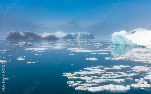 Fototapeta Icy seascapes of Arctic Ocean.
