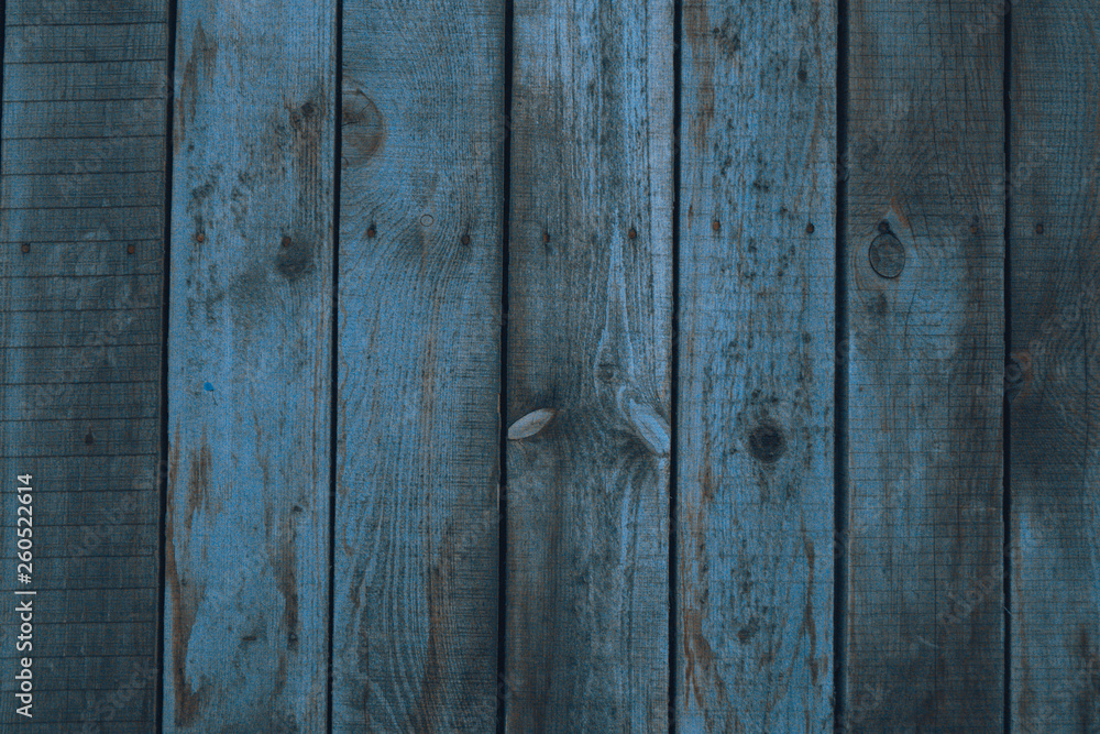 Fototapeta premium Vintage wooden dark blue horizontal boards. Front view. Background for design.
