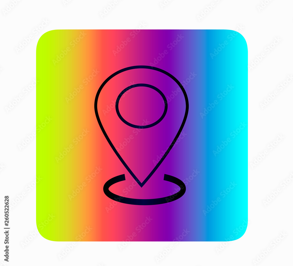 The pointer icon, the location of the map. GPS Location symbol. Flat design. Neon Icon Isolated The pointer icon, the location of the map. GPS Location symbol. Flat design. Neon Icon Isolated