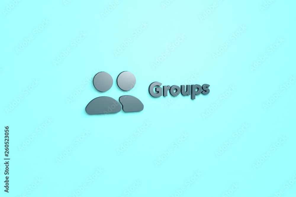 Obraz premium Illustration of Groups with blue text on light-blue background