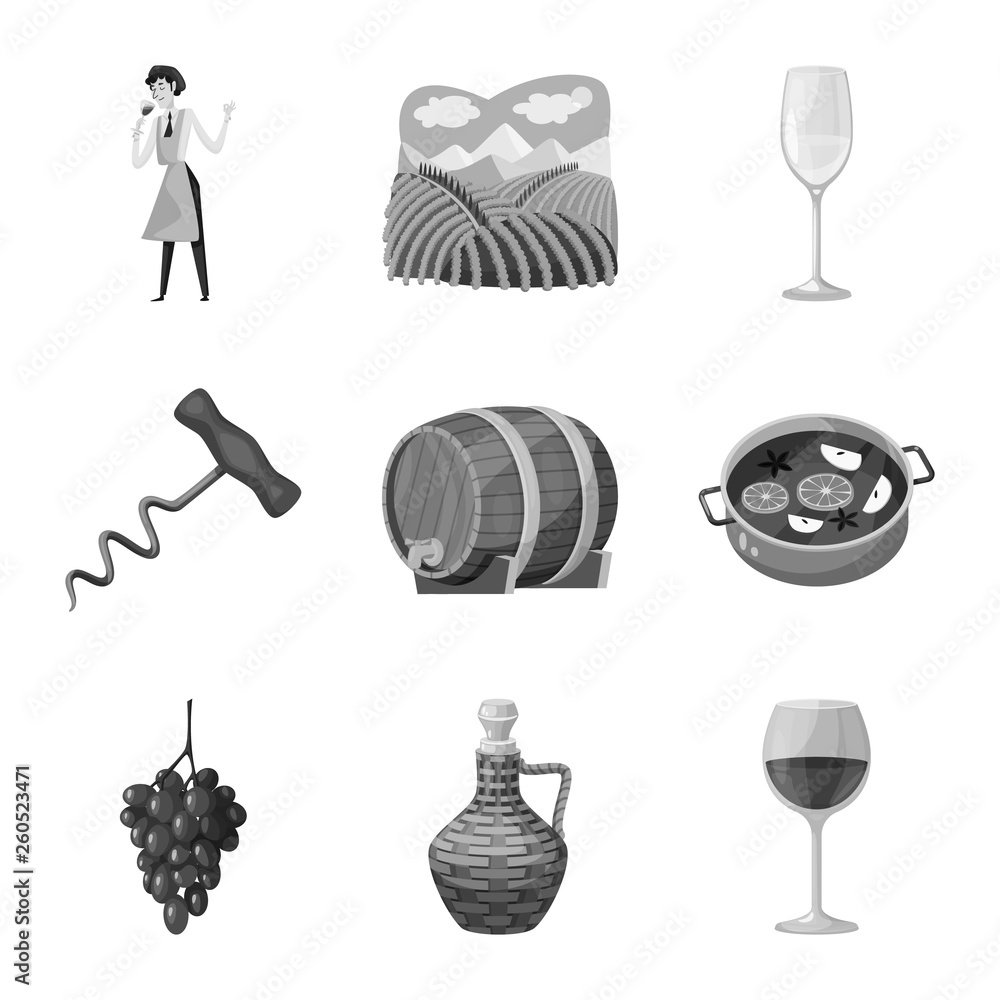 Obraz premium Isolated object of stamp and restaurant symbol. Collection of stamp and vineyard vector icon for stock.