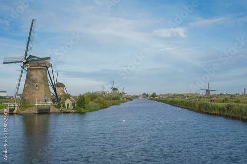 Unesco mills of Kinderdijk, The Netherlands. Space for text